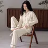 Pijama Dropshipping Feminino Primavera e Outono Fino Algodão Puro Manga Longa Cardigã Pode Ser Usado Fora Conjunto de Roupas Casuais para Casa