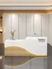 Mostrador de bar, escritorio de recepción moderno pintado, mostrador de tienda, mostrador de bar, mostrador de caja de salón de belleza, escritorio de recepción para pequeñas empresas