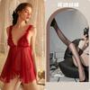 Sexy Bata de Noche Malla Transparente para Mujer Correa con Hebilla Delantera de Corte Bajo Vestido de Noche Apasionado No Necesita Quitarse Transparente Qqny Venta al por Mayor