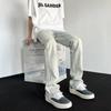 Jeans para Hombre Estilo Americano Vibe Vintage Pantalones Marca Trendy High Street Lavados Teñidos Barro Amarillo Viejo 2024
