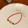 Pulseira de segurança com trava de opala para puxar, ágata vermelha do ano de nascimento de menina, pulseira de Ano Novo, pulseira de corda vermelha requintada para namoradas