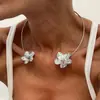Gargantilla de Metal con Flor Europea y Americana Transfronteriza Moda Temperamento Estilo Minimalista Collar Nicho Versátil Joyería de Gama Alta Venta al por Mayor