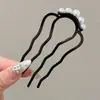 Exquisita y Lujosa Horquilla de Aleación en Forma de U para Fijar y Peinar el Cabello, Horquilla de Perlas y Pedrería para Mujeres
