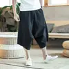 Pantalones holgados de tiro bajo para hombre talla grande, pantalones cropped estilo linterna, pantalones deportivos de pierna ancha finos, holgados, retro, modernos para verano