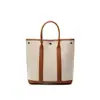 Bolso de Hombro de Lona con Empalme de Cuero Genuino para Trabajadores de Oficina Mujeres Bolso de Mano Grande de Alta Gama para Portátil