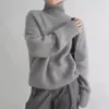 Suéter de Cuello Alto Transfronterizo Europeo y Americano para Mujer 2026 Otoño Invierno Holgado Versátil de Punto Pulóver Estilo Perezoso Capa Base Ropa Exterior para Mujer