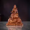 Estátua Sentada de Manjushri e Samantabhadra Bodhisattva de Cobre Mini Huayan Três Santos Buda Artesanato Decoração para Mesa de Escritório em Casa
