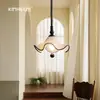 [Transfronterizo] Lámpara de Falda Abombada con Falda de Cristal, Barra de Protección Ocular para Mesita de Noche con Forma de Ola, Lámpara Colgante de Barra, Lámpara de Dormitorio, Lámpara de Comedor Estilo Francés Vintage para Niñas