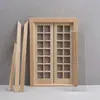 1:12Casa de muñecas DIY mini puerta y ventana material simple 28 cuadrícula doble abierta puerta blanca en blanco
