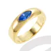Fornecimento Exclusivo Transfronteiriço de Anéis da Moda para Mulheres, Anéis com Zircônia Oval, Anéis de Aço Inoxidável, Anéis com Diamante Olho de Cavalo Azul, Superfície Curva