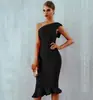 Deseo AliExpress Ebay Amazon Explosiones Sexy Hombro Hoja de Loto Cola Cadera Vestido Cintura Vendaje Falda para Mujeres