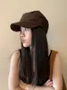 Chapéu de Aba Reta Estilo Coreano Nicho para Primavera e Verão, Chapéu de Equitação Vintage Plissado de Algodão e Linho Feminino, Versátil e Simples, Faz o Rosto Parecer Menor