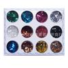 Lentejuelas para decoración de uñas polvo brillante 12 colores polvo de cristal tallado papel de concha polvo de perla cinco estrellas corazón de melocotón flor seca polvo láser