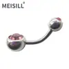 Anillo Umbilical Doble Diamante de Acero Inoxidable Meier con Hebilla de Ombligo de Diamante Joyería de Perforación Corporal Transfronteriza con Clavo de Ombligo de Diamante