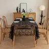 Mantel de borla estilo alemán, mantel rectangular para comedor con encaje, cubierta para mesa de café, cubierta para escritorio del hogar, estilo pastoral