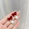 Pendientes de Borla Retro Franceses Otoño e Invierno Explosiones Florales Lazo Perla Moda Elegante Estilo Celebridad Sentido del Diseño Joyería para Orejas