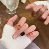 Set de 30 uñas postizas de otoño/invierno color ámbar que cambian de color, diseño ojo de gato, simple y elegante, uñas postizas removibles, disponible en 3 tamaños