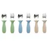 Aço Inoxidável 304 Cabo de Silicone Garfo Colher Infantil Conjunto de 6 Peças Colher de Alimentação de Silicone para Bebê Colher de Treinamento para Bebê
