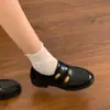 Mocasines redondos estilo francés, inspiración británica, nueva colección otoño 2026 para mujer, versátiles para uniformes y estilos JK, zapatos de cuero retro con suela gruesa