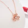 Collar de Plata de Ley S925 Flor de Tres Pétalos Completa de Diamante Simple Entrada de Lujo Dulce Moda Industria Pesada Flor de Amor Collar para Mujeres