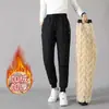 Pantalones de lana de cordero al por mayor transfronterizos, nuevo estilo de invierno, forrados de felpa, pantalones casuales engrosados para hombre, corte holgado, talla grande, acolchados de algodón, pantalones largos cálidos