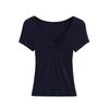 Camiseta Curta de Manga Curta Estilo Coreano Kink Hot Girl Feminina Verão Design com Senso Decote V Slim Fit Slim Fit Chic Top Curto Tricotado