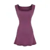 Estilo puramente sedutor, vestido regata sem costas com recorte na cintura, novo modelo de verão, gola quadrada, sem mangas, acinturado, slim-fit, vestido curto sexy para mulheres