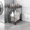 Estantería de almacenamiento junto a la lavadora, estantería de almacenamiento de varios niveles móvil de pie para baño y tocador, estantería de almacenamiento para detergente de lavandería para balcón