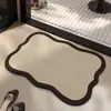 Tapete de Chão de Terra de Diatomáceas Estilo Francês Retrô para Banheiro, Tapete Absorvente de Água Antiderrapante para Entrada de Banheiro, Tapete Durável e Fácil de Cuidar para Uso Doméstico