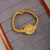 Pulseira Bússola Oito Tesouros Giratória Cravejada com Diamantes Dourados Imitação Estilo Luxo Leve, Joia Elegante de Ouro de Areia Vietnamita Que Nunca Desbota, Direto do Fabricante