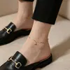 Sin decoloración Estilo nuevo simple tobillera de acero de titanio para niña sensación de alta gama cuerda roja suerte verano moda lujo ligero corazón de amor adornos para el pie