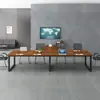 Mesa de Conferencias Mesa Larga Escritorio de Oficina Moderno Sencillo y Combinación de Silla Mesa Larga para Sala de Conferencias Banco de Trabajo Estación para Personal de Capacitación