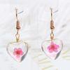 Pendientes de Bola de Cristal Fresca con Forma de Corazón Estilo Coreano Sencillos Versátiles Bola de Cristal Transparente Flor Verdadera Gancho para la Oreja