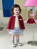 Conjunto de niña estilo princesa de otoño: conjunto de tres piezas para bebé niña: cárdigan, blusa base con volantes, falda de malla