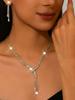 Suministro transfronterizo joyería popular de comercio exterior collar de circonita de diamantes completos aretes pulsera anillo cadena joyería para vestido de novia