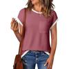 Camisetas de Punto Simples de Manga Corta con Cuello Redondo Estilo Europeo y Americano Transfronterizas para Mujer Tops para Mujer Fábrica de Tejidos Fuente OEM/ODM Personalización