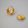 Pendientes Retro Estilo Celi Francés Hechos a Mano Martillados con Textura Cóncava y Convexa Latón Electrochapado Oro Real Espiral para Mujeres