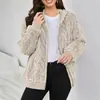Amazon transfronterizo estilo europeo y americano para mujer, cárdigan con capucha y cremallera de color liso, jacquard de terciopelo, cárdigan casual, chaqueta para mujer