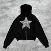 Sudadera con capucha y cremallera para hombre y mujer, diseño de estampado de estrella moderno, estilo casual hip-hop americano, novedad de Otoño e Invierno de Amazon