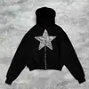 Amazon Comercio Exterior Casual Americano Holgado Hip-Hop Moderno Diseño con Estampado de Estrellas Sudadera con Capucha y Cardigan para Hombre y Mujer