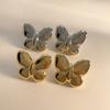 Pendientes de mariposa grandes y lisos con personalidad transfronteriza para mujer, chapados en oro real de 18 quilates, estilo exagerado, joyería de nicho de alta gama al por mayor