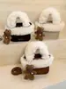 Bolso Peludo Estilo Coreano Bloque de Color Retro Gamuza Felpa Oso Lindo Colgante Bolso de Mano Bolso de Hombro Bolso Cruzado Nuevo Transfronterizo