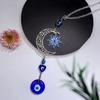 Cuentas Largas de Cristal Blanco Ojos Turcos Azules Mariposa Colgante de Coche Colgante de Pared