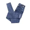 Jeans de Tiro Alto Elásticos con Efecto Delgado para Mujer, Novedad Primavera y Otoño, Ajuste Delgado, Ropa Exterior, Pantalones Lápiz Acortados para Personas de Baja Estatura