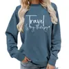 Comércio Exterior Suprimento Transfronteiriço Viagem É Minha Terapia Moletom Feminino com Gola Redonda Estampado Tamanho Europeu Casual Caimento Solto