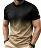 Camiseta de manga corta con cuello redondo y degradado 3D para hombre, nueva moda deportiva de ocio europea y americana, comercio exterior transfronterizo de primavera