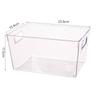 Caixa organizadora transparente com tampa de madeira de bambu para casa, quarto, sala de estar, mesa, à prova de poeira.