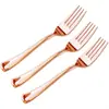 En stock comercio exterior plato de cena plástico Tenedor Dorado cuchillo desechable, tenedor y cuchara juego vajilla oro rosa al por mayor transfronterizo