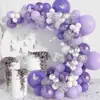 Arco de Balões Roxo Branco Transfronteiriço adequado para Layout de Festa de Aniversário Casamento Decoração de Casamento Atacado