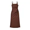Moda feminina europeia e americana transfronteiriça AliExpress item mais vendido elegante justo cor sólida espartilho fenda vestido longo vestido slip